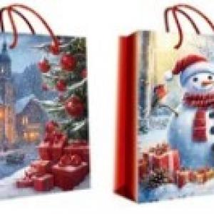 Пакет подарочный новогодний бумажный 32х45х11 см 52160