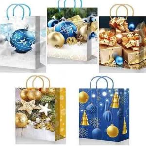 Пакет подарочный новогодний бумажный 33х45х10 см Микс 52833