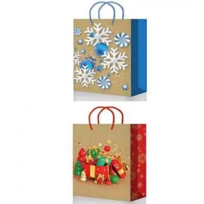 Пакет подарочный новогодний бумажный 33х45х10 см Микс 52855