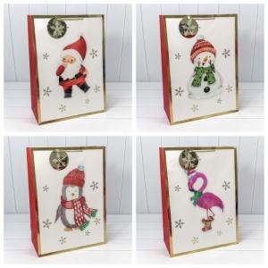 Пакет подарочный новогодний бумажный с 3D аппликацией 40х55х20 см Новый год 443480