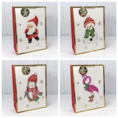 Пакет подарочный новогодний бумажный с 3D аппликацией 40х55х20 см Новый год 443480