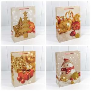 Пакет подарочный новогодний бумажный с блеском 31х41х12 см Новый год 449919
