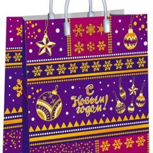Пакет подарочный новогодний из мягкого пластика с пластиковой ручкой 30х30 см 150 мкм Поделка