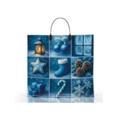 Пакет подарочный новогодний полиэтиленовый с пластиковой ручкой 36х34 см 80 мкм Мороз 10 шт