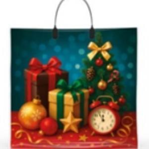 Пакет подарочный новогодний полиэтиленовый с пластиковой ручкой 36х34 см 80 мкм Новогодний натюрморт 10 шт