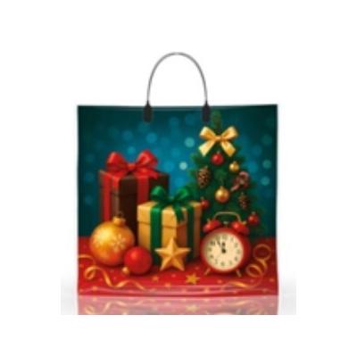 Пакет подарочный новогодний полиэтиленовый с пластиковой ручкой 36х34 см 80 мкм Новогодний натюрморт 10 шт