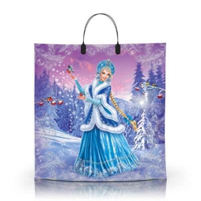 Пакет подарочный новогодний полиэтиленовый с пластиковой ручкой 40х40 см 80 мкм Снегурочка 10 шт