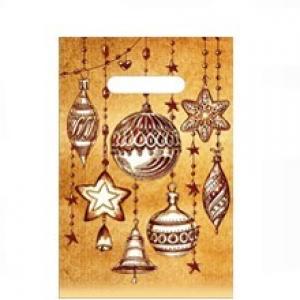 Пакет подарочный новогодний полиэтиленовый с прорубной ручкой 20х30 см 30 мкм Феерия 100 шт