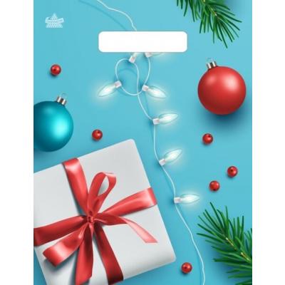 Пакет подарочный новогодний полиэтиленовый с прорубной ручкой 23х30 см 30 мкм Подарок и шарики 100 шт