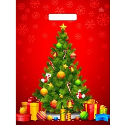 Пакет подарочный новогодний полиэтиленовый с прорубной ручкой 31х40 см 30 мкм Главная красавица 50 шт