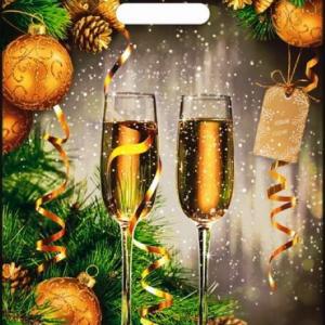 Пакет подарочный новогодний полиэтиленовый с прорубной ручкой 31х40 см 60 мкм Звон бокалов 50 шт