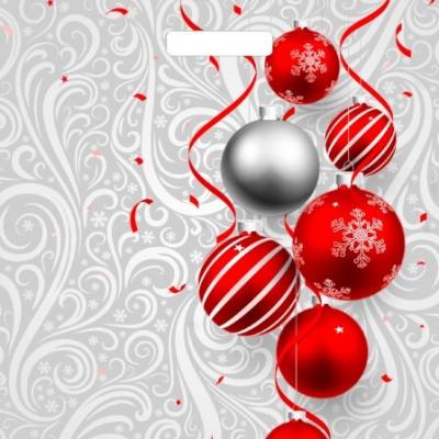 Пакет подарочный новогодний полиэтиленовый с прорубной ручкой 38х45 см 60 мкм Алый серпантин 50 шт