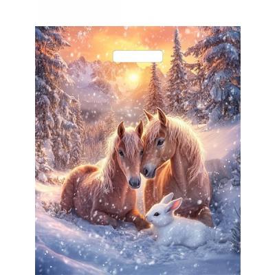 Пакет подарочный новогодний полиэтиленовый с прорубной ручкой 38х45 см 60 мкм Совершенство 50 шт