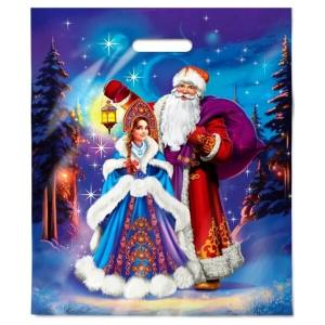 Пакет подарочный новогодний полиэтиленовый с прорубной ручкой 40х47 см 45 мкм Колдовская ночь 50 шт