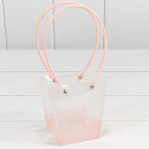 Пакет подарочный пластиковый 12*12.5*8 см Ваза для цветов розовый 445080