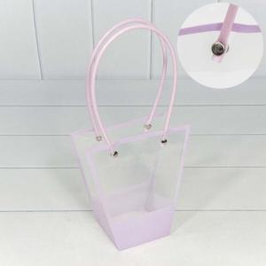 Пакет подарочный пластиковый ваза для цветов 16*16*8 см Сиреневый 443467