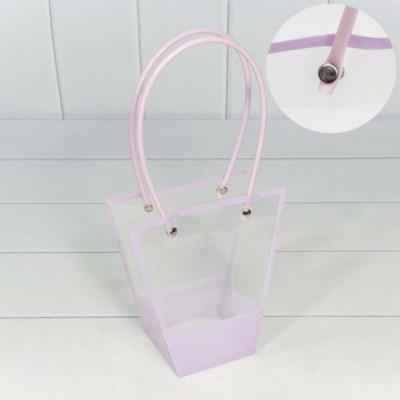Пакет подарочный пластиковый ваза для цветов 16*16*8 см Сиреневый 443467