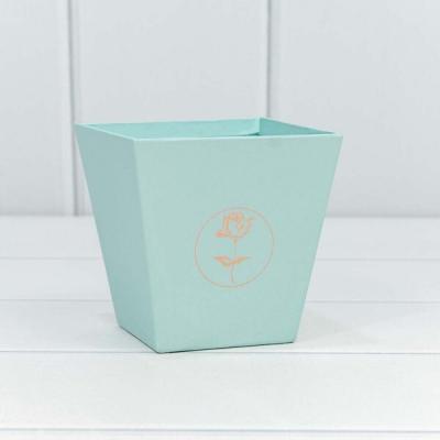 Пакет подарочный ваза для цветов 10.6*10.7*7.2 см С тиснением голубой 