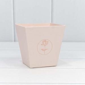 Пакет подарочный ваза для цветов 10.6*10.7*7.2 см С тиснением персиковый 