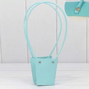 Пакет подарочный ваза для цветов 10*9*6.5 см Голубой 443428