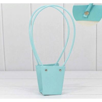 Пакет подарочный ваза для цветов 10*9*6.5 см Голубой 443428