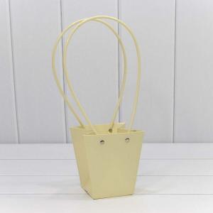 Пакет подарочный ваза для цветов 12.5*12*8 см Бежевый 4407787