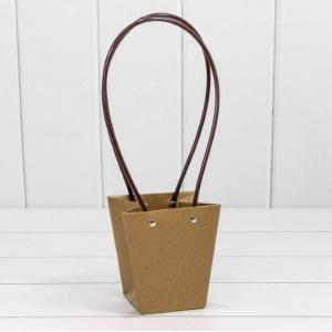 Пакет подарочный ваза для цветов 12.5*12*8 см Крафт 4407783