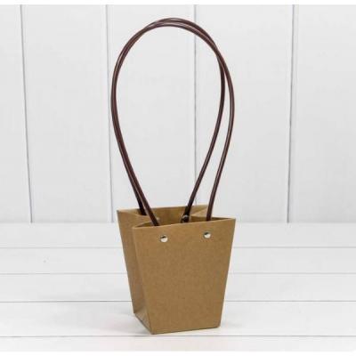 Пакет подарочный ваза для цветов 12.5*12*8 см Крафт 4407783