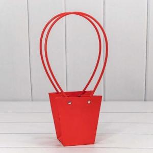 Пакет подарочный ваза для цветов 12.5*12*8 см Красный 4407782