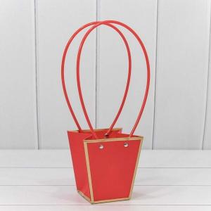 Пакет подарочный ваза для цветов 12.5*12*8 см Красный 445070