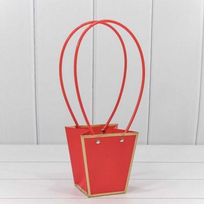 Пакет подарочный ваза для цветов 12.5*12*8 см Красный 445070