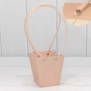 Пакет подарочный ваза для цветов 12.5*12*8 см Персиковый 4407710