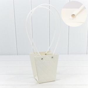 Пакет подарочный ваза для цветов 12.5*12*8 см Ромбы белый 445096