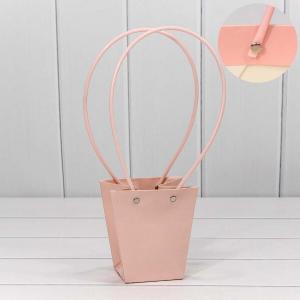 Пакет подарочный ваза для цветов 12.5*12*8 см Розовый 4407785