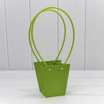 Пакет подарочный ваза для цветов 12.5*12*8 см Салатовый 4407789