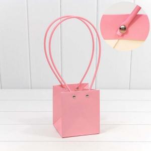 Пакет подарочный ваза для цветов 13*11.5*10.5 см Темно-розовый 442065