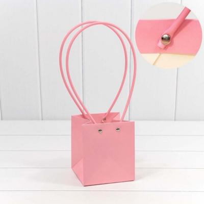 Пакет подарочный ваза для цветов 13*11.5*10.5 см Темно-розовый 442065