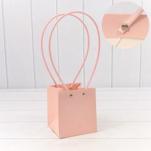 Пакет подарочный ваза для цветов 13*11.5*11.5 см Розовый 441074