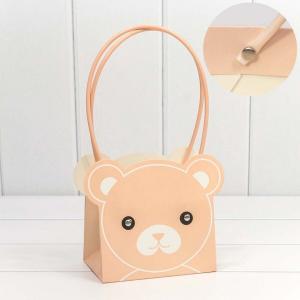 Пакет подарочный ваза для цветов 14.5*10*14.5 см Мишка персиковый 447545
