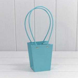 Пакет подарочный ваза для цветов 15.5*13.5*9.5 см Голубой 445490