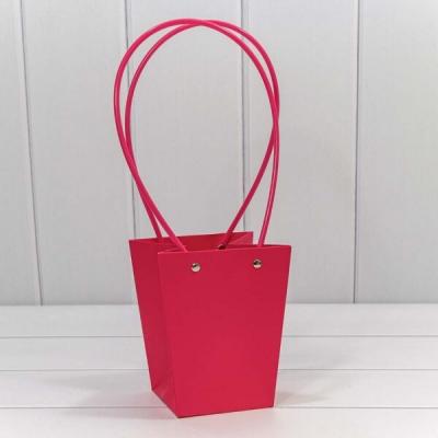 Пакет подарочный ваза для цветов 15.5*13.5*9.5 см Малиновый 445492