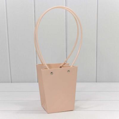 Пакет подарочный ваза для цветов 15.5*13.5*9.5 см Персиковый 445493