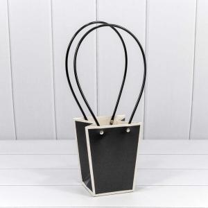 Пакет подарочный ваза для цветов 15.5*13*9.5 см Черный/белый 441716