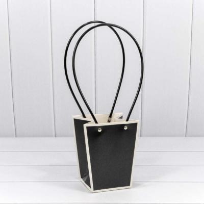 Пакет подарочный ваза для цветов 15.5*13*9.5 см Черный/белый 441716