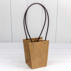 Пакет подарочный ваза для цветов 15.5*13*9.5 см Крафт 449507