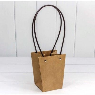 Пакет подарочный ваза для цветов 15.5*13*9.5 см Крафт 449507