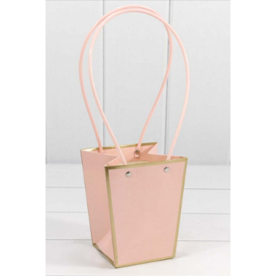Пакет подарочный ваза для цветов 15.5*13*9.5 см Розовый 445068