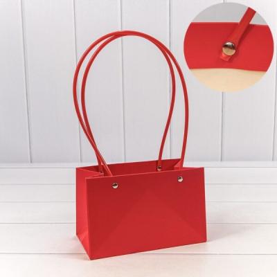 Пакет подарочный ваза для цветов 19*12*10.5 см Красный 441309