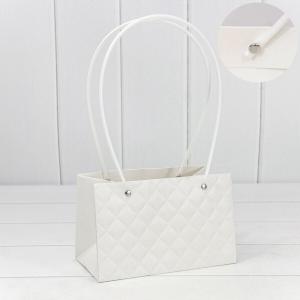 Пакет подарочный ваза для цветов 19*12*10.5 см Ромбы белый 441592