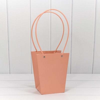 Пакет подарочный ваза для цветов 20*17*12 см Бежево-красный 4420485